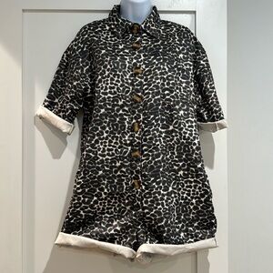 Leopard button-down romper